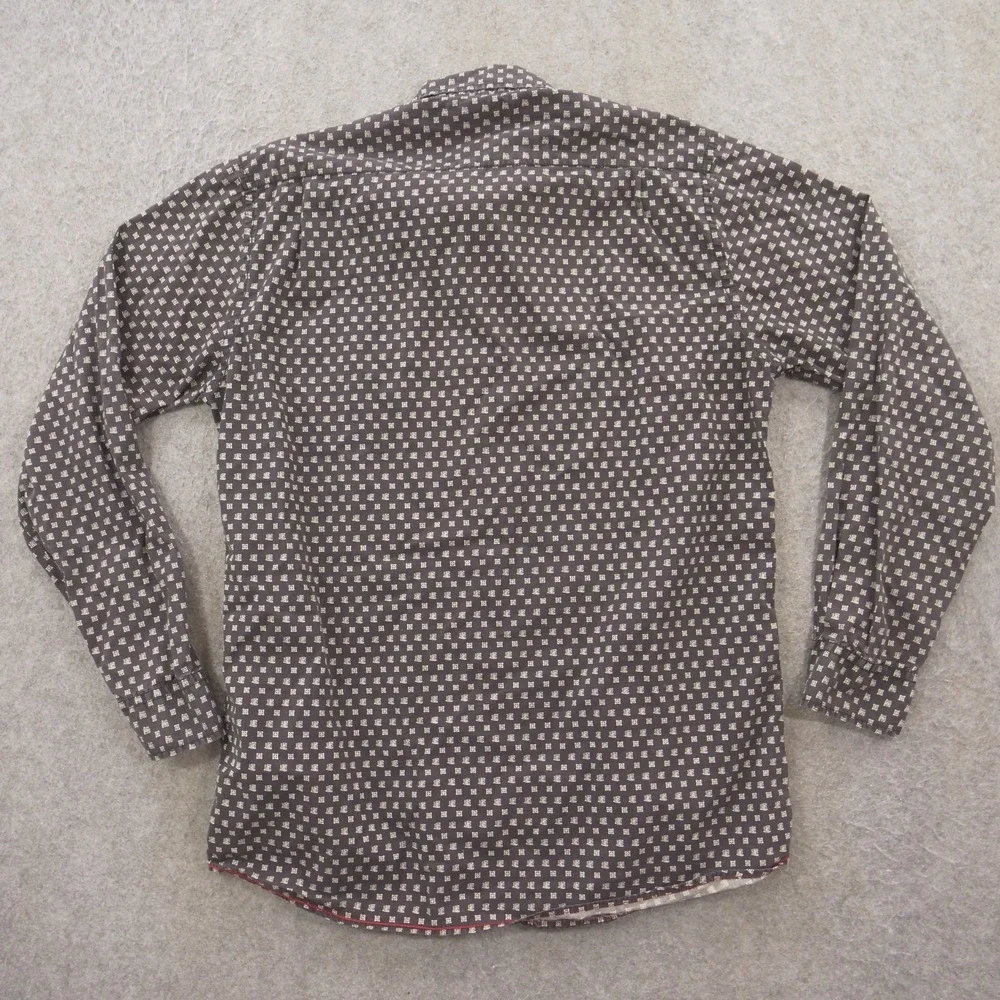 Lucky Brand Shirt Mens Extra Large Brown Button Up Print AOP Long Sleeve